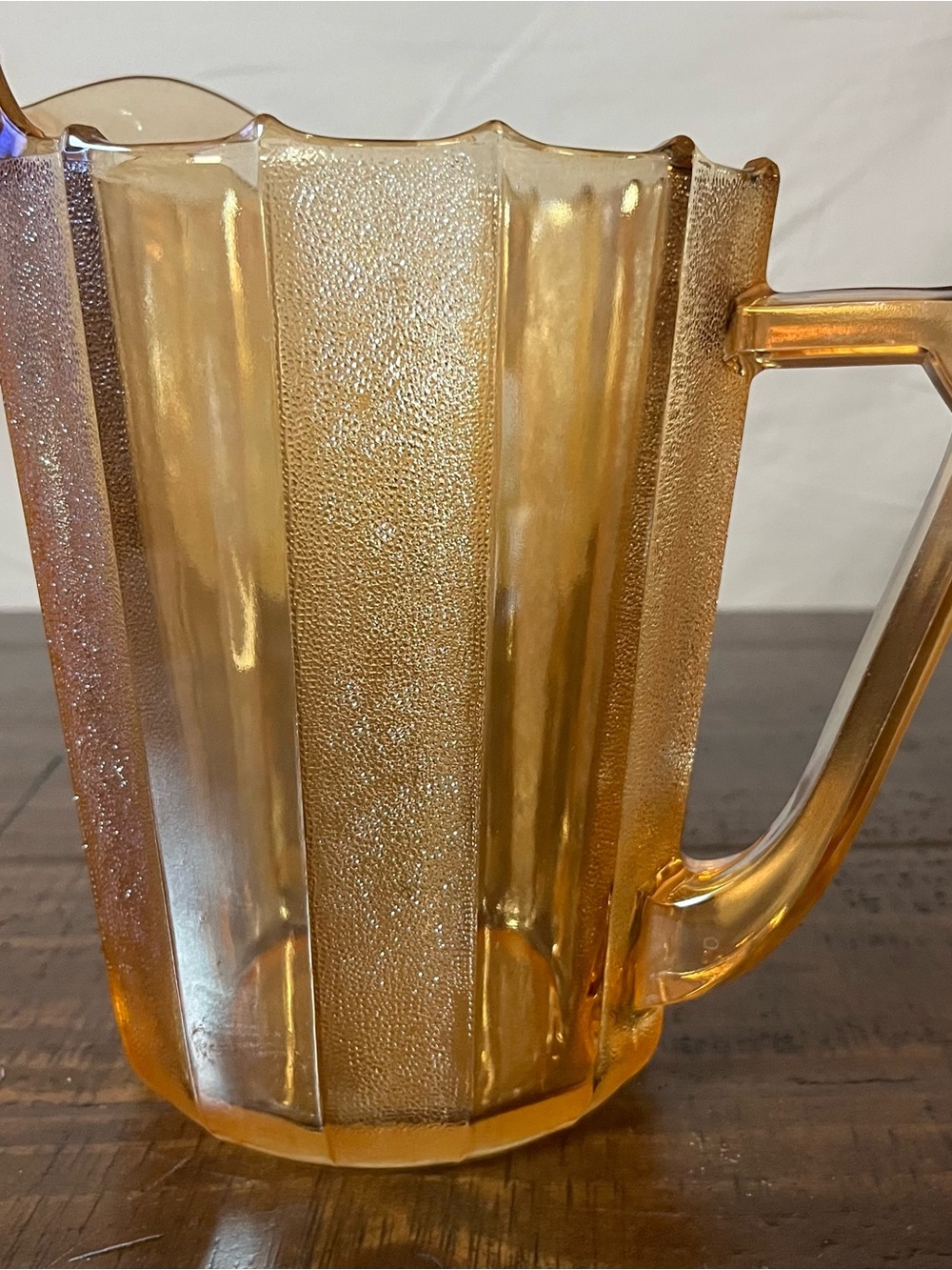 Amber Glass Pitcher - Elegant Textured Home Pitcher